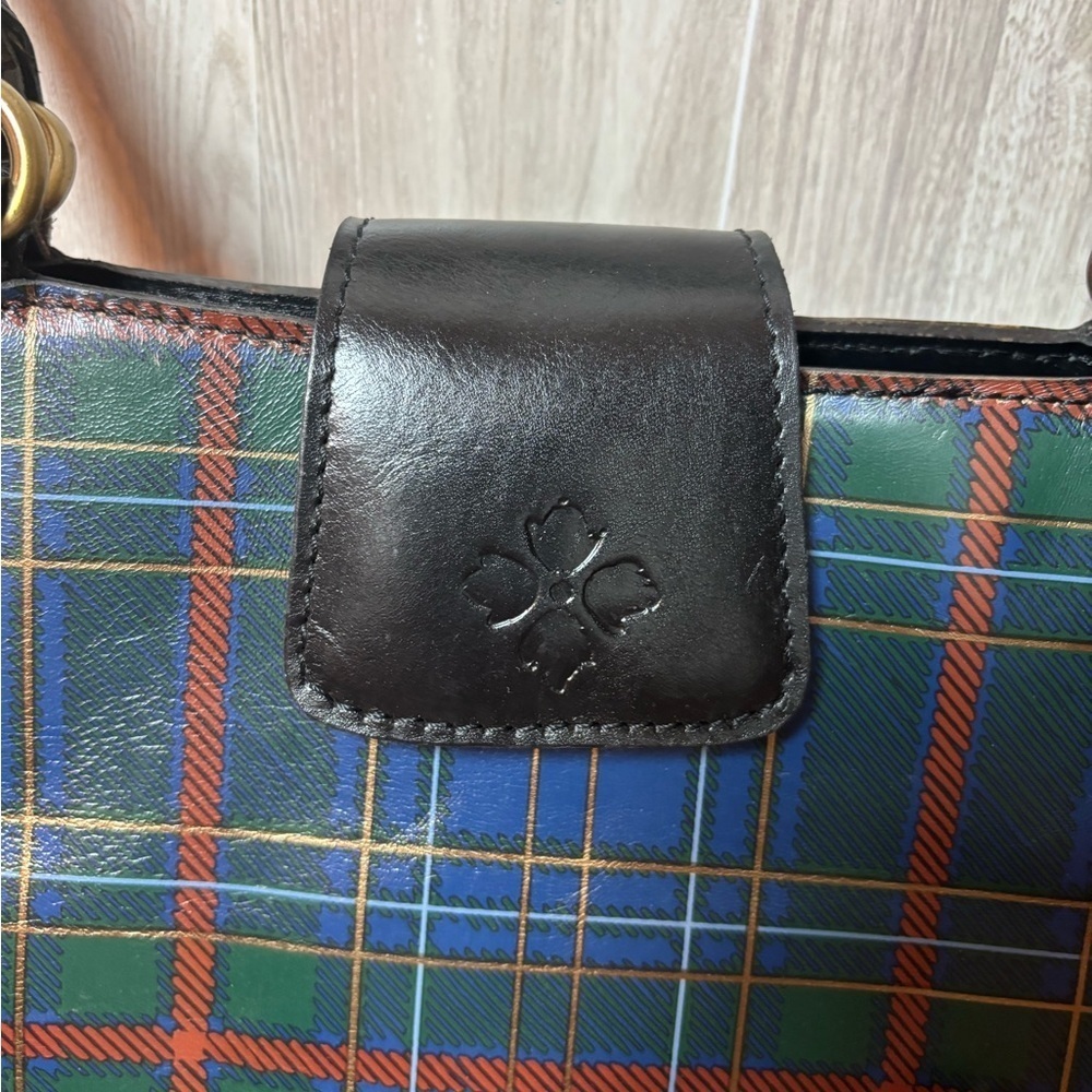 Patricia Nash Tartan Rienzo Satche Plaid Leather Shoulder Bag with Black Accents - Picture 3 of 13